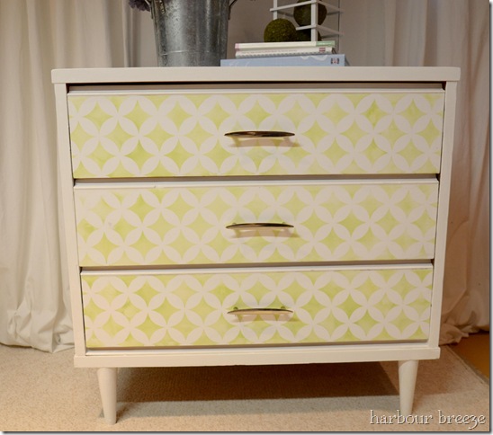 steciled dresser in daylight