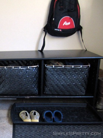 simpleispretty.com: Extra Kid's Shoe Storage in Porch