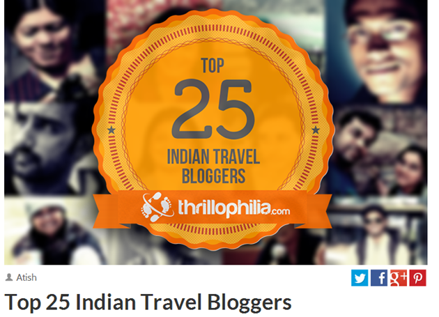 Beontheroad.com featured as one of the top 25 travel blogs in India