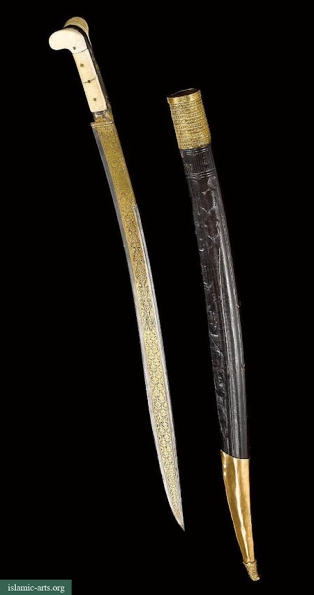 AN OTTOMAN IVORY-HILTED SWORD (YATAGHAN) AND SCABBARD, TURKEY,