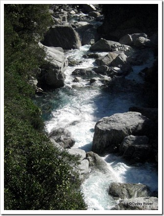 Haast river above the Gates of Haast bridge.