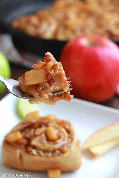 Apple Pecan Cinnamon Rolls with Salted Caramel Glaze - Life Made Sweeter.jpg