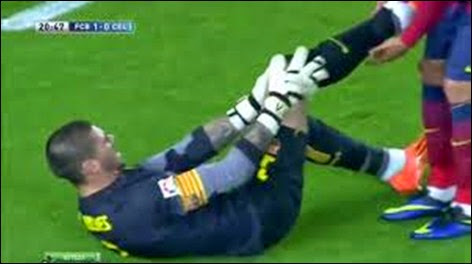 Víctor Valdés sufre grave lesión a la rodilla en partido Barcelona - Celta Vigo