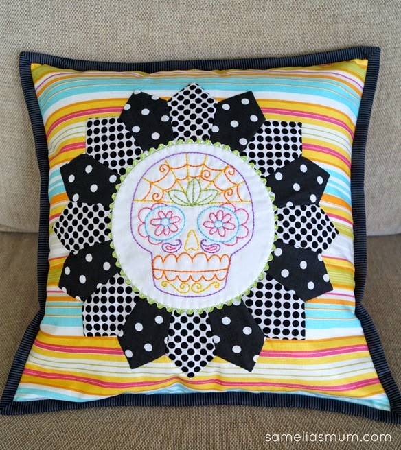 Sugar Skull Embroidery Cushion