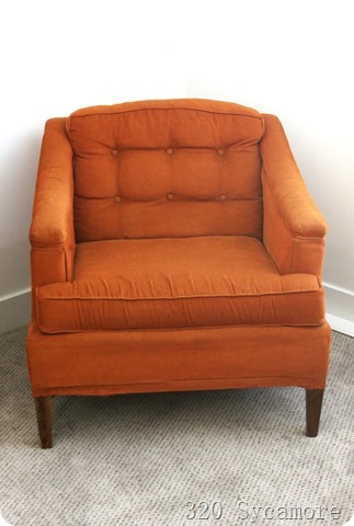 orange chair with skirt removed