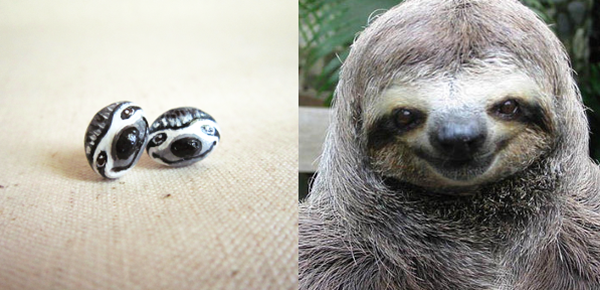 sloth stud earring,happy sloth