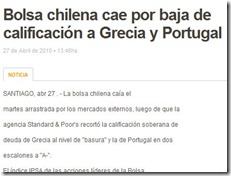 cae la bolsa de Chile por Portugal y Grecia
