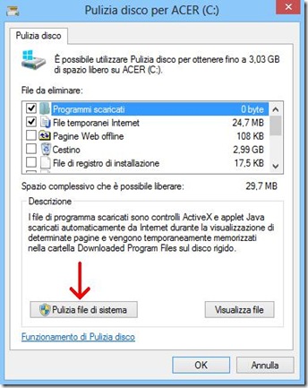 Pulizia file di sistema Windows