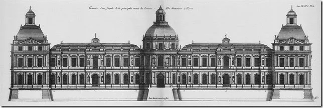 Louvre-Élévation de la principale facade au côté de Saint-Germain l'Auxerrois
