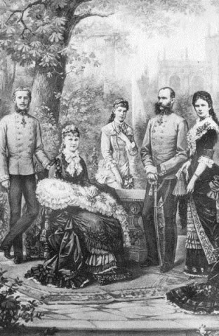 Rudolf, Stephanie con Erzsi en brazos, Valerie, Franz Joseph y Elisabeth kaiserfamille.