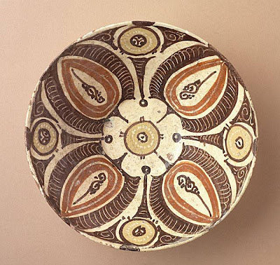 Bowl Iran, Nishapur or Turkestan, Afrasiyab Bowl, 10th century Ceramic; Vessel, Earthenware, underglaze slip-painted, 2 3/4 x 7 3/4 in. (6.99 x 19.69 cm) The Nasli M. Heeramaneck Collection, gift of Joan Palevsky (M.73.5.186) Art of the Middle East: Islamic Department. 