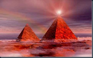 piramides feixes de luzes