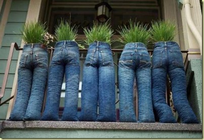 jeans with plants
