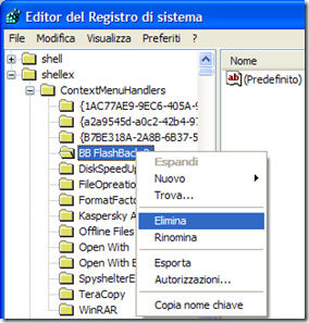 ContextMenuHandlers registro di sistema voci del menu contestaule del mouse