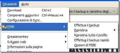 Ripristinare backup Firefox con FEBE