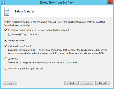 define new front end pool select features