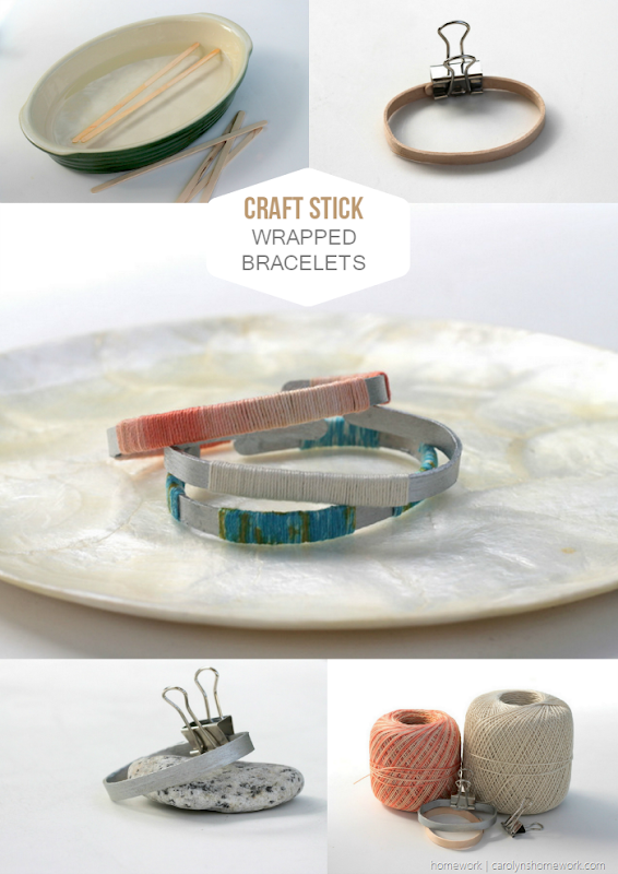 Craft Stick Twine Wrapped Bangle Bracelets via homework 