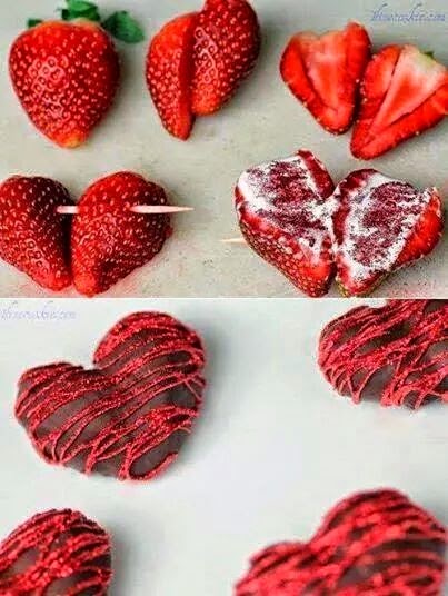 coeurs fraises chocolat 