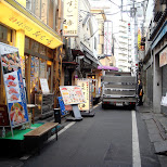 alley way sushi shops at tsukiji fishmarket in tokyo in Ginza, Japan 