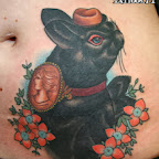 black rabbit - Stomach Tattoos Designs