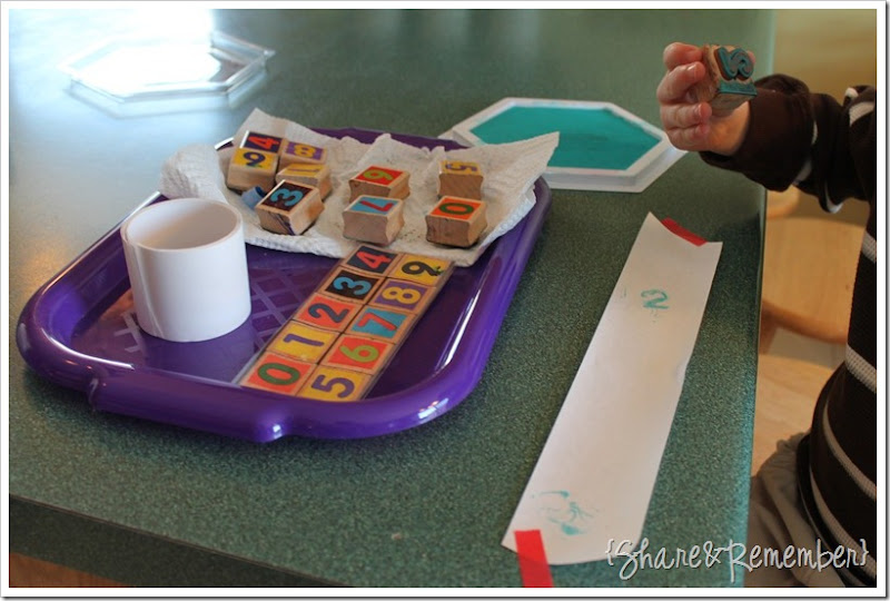 Preschool Activity Trays - Number Stamping