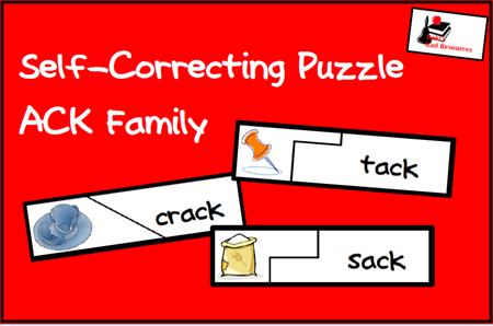 Self Correcting ACK family puzzle for your independent learning centers.  Free download from Raki's Rad Resources.
