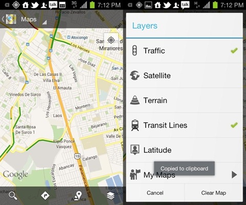 trafico en google maps desde android