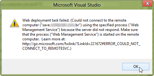 Figure 2 - Visual Studio 2012 Publish project with detailed ERROR information