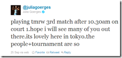 Twitter - @juliagoerges- playing tmrw 3rd match aft ...