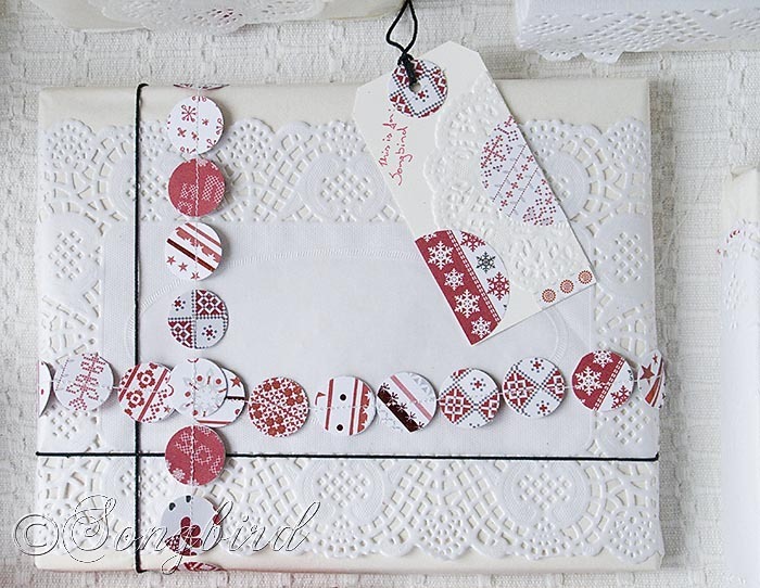 Songbird Christmas White Red Gift Wrapping 4