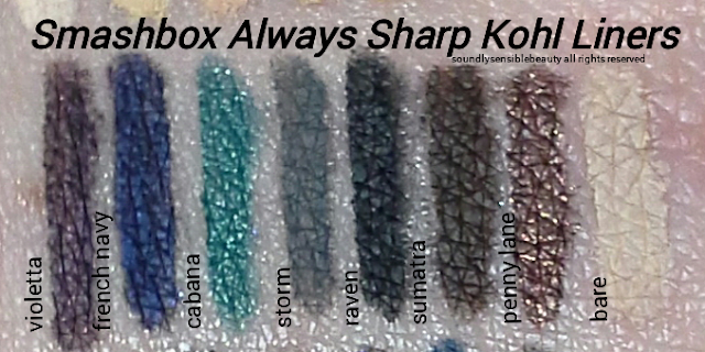 Smashbox Always Sharp Waterproof Eye Liner; Review & Swatches of Shades