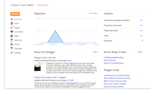blogger overview page