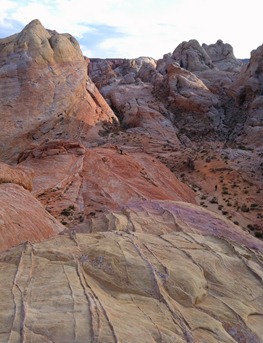 hiking slickrock above the trail in the Valley of Fire