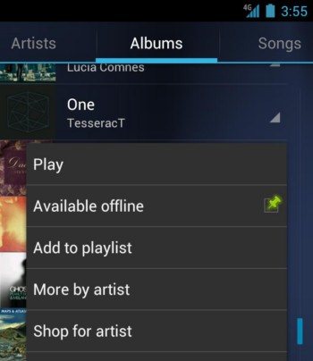 Aplicación de Google music para Android