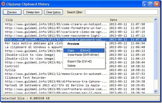 Clipjump cronologia clipboard Windows