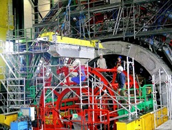 CERN Pt5 CMS Constn Hall - ECAL Barrel Module Insertion 2