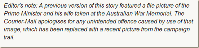 Finally get round to apologising editor's note- The Courier-Mail