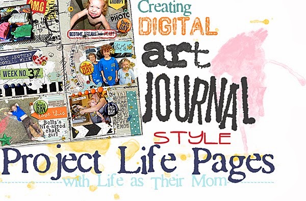 creating digital art journal project life page - life as their mom