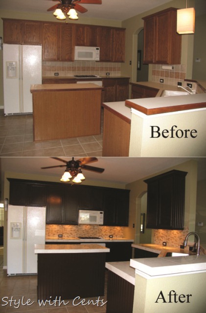 $750 total kitchen remodel sherwin williams turkish coffee bead board cabinets kitchen before after 1
