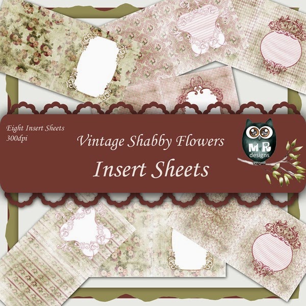 Vintage Shabby Flowers Insert Sheet Front Page