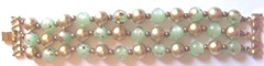 vintage green n gold bead clasp bracelet lengthwise