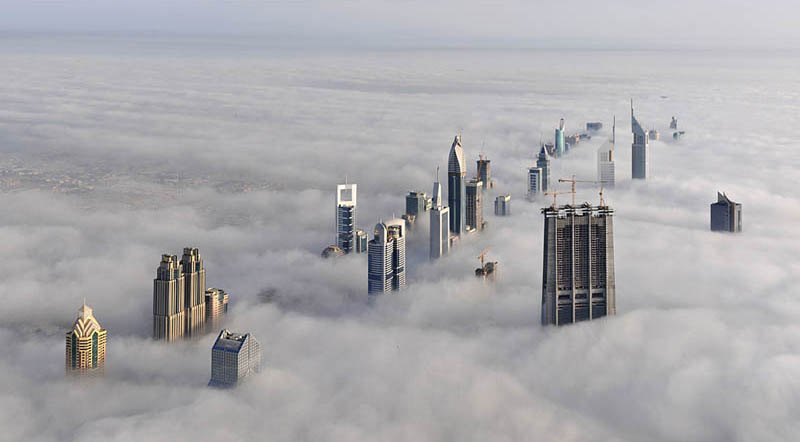 Dubai cloud city sheikh zayed road from burj dubai