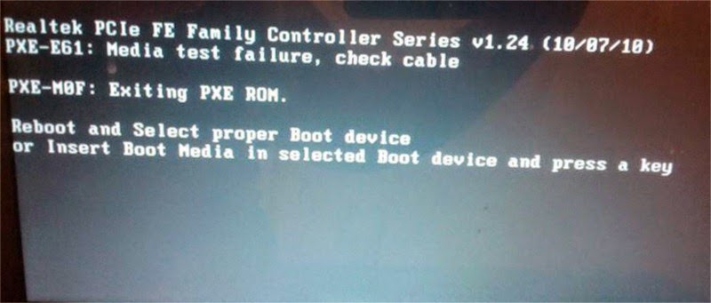 Reboot And Select Proper Boot Device Or Insert Boot Media In