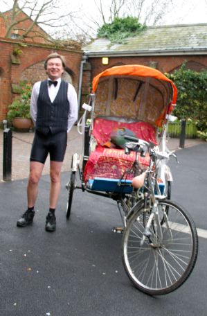 Mark Brummell bicycle as rickshaw driver in 2004