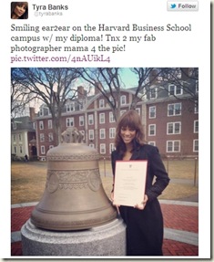 tyra banks graduation from harvard school of business pic