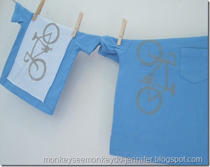 matching bike t-shirts with freezer paper stenciling for kids