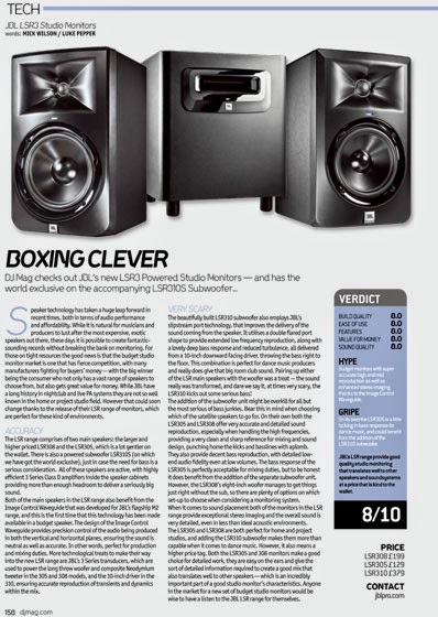DJ Mag says JBL LSR 3 Series 'perfect for production and mixing'