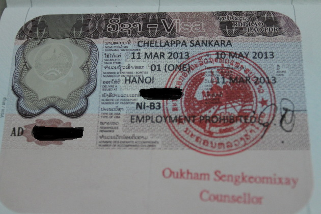 Laos visa from Hanoi, Vietnam