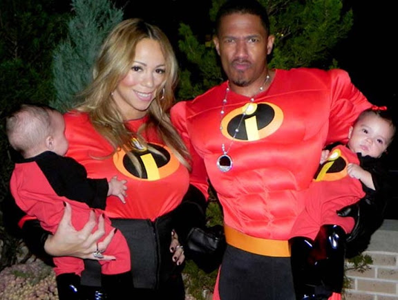 Mariah Carey e Nick Cannon segurando os Gêmeos
