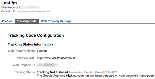Last.fm Tracking Code status